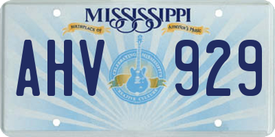 MS license plate AHV929