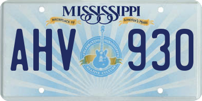 MS license plate AHV930