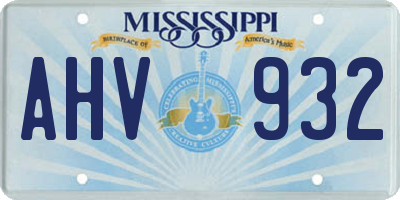 MS license plate AHV932