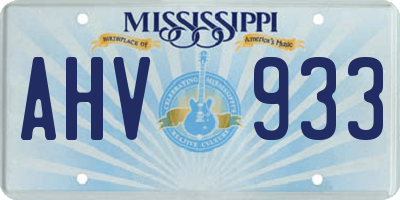 MS license plate AHV933