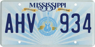 MS license plate AHV934