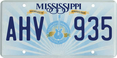 MS license plate AHV935