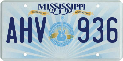 MS license plate AHV936