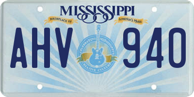 MS license plate AHV940