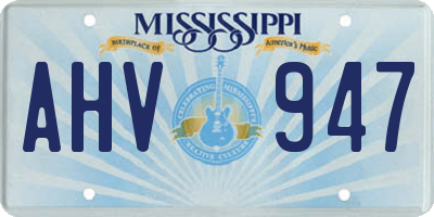 MS license plate AHV947