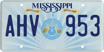 MS license plate AHV953