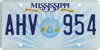 MS license plate AHV954