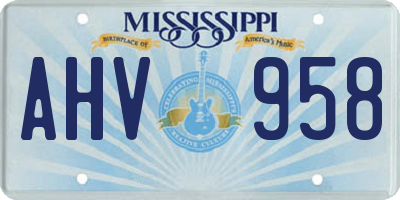 MS license plate AHV958