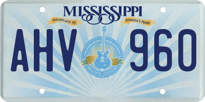 MS license plate AHV960