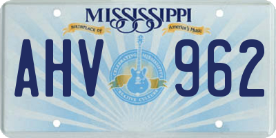 MS license plate AHV962