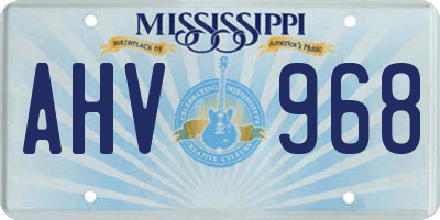 MS license plate AHV968