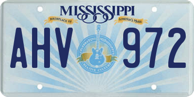 MS license plate AHV972