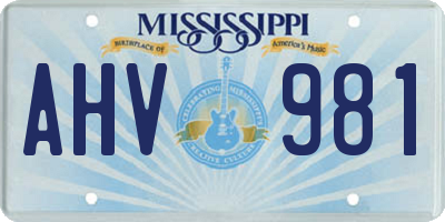 MS license plate AHV981
