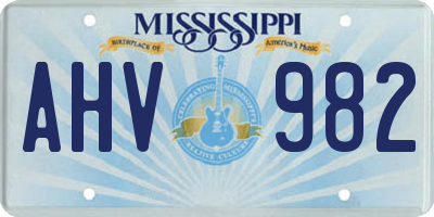 MS license plate AHV982