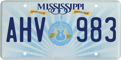 MS license plate AHV983