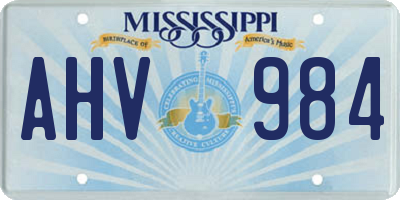 MS license plate AHV984