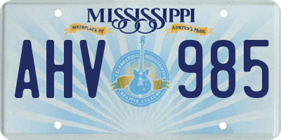 MS license plate AHV985