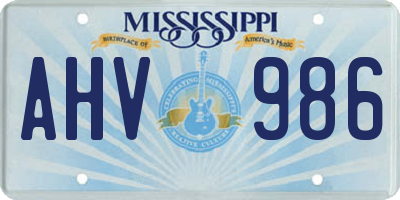 MS license plate AHV986