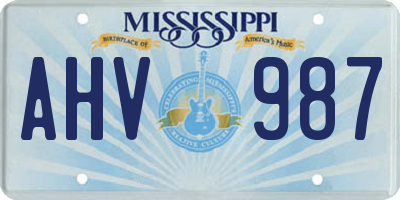 MS license plate AHV987