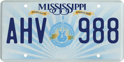 MS license plate AHV988