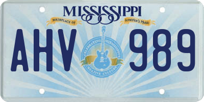 MS license plate AHV989