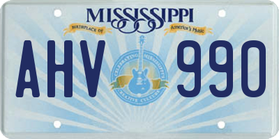 MS license plate AHV990