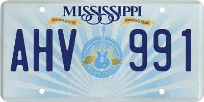 MS license plate AHV991