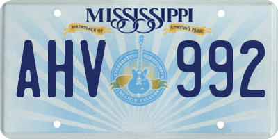 MS license plate AHV992