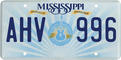 MS license plate AHV996