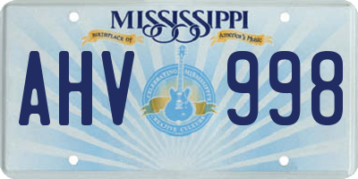 MS license plate AHV998