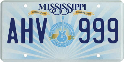 MS license plate AHV999