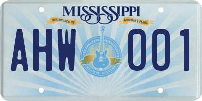 MS license plate AHW001