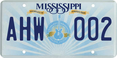 MS license plate AHW002
