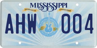 MS license plate AHW004