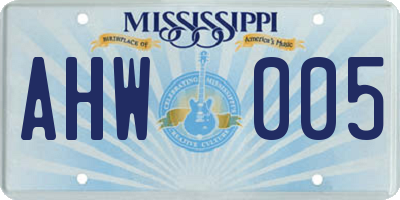 MS license plate AHW005