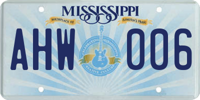 MS license plate AHW006