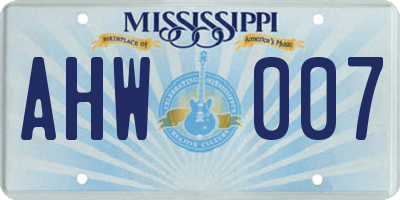 MS license plate AHW007