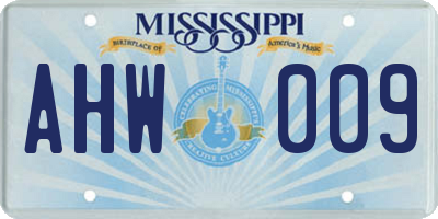 MS license plate AHW009