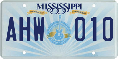 MS license plate AHW010