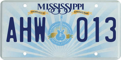 MS license plate AHW013