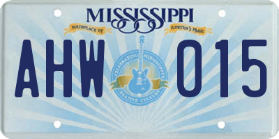 MS license plate AHW015