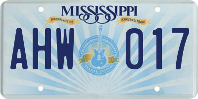 MS license plate AHW017