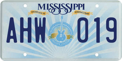 MS license plate AHW019