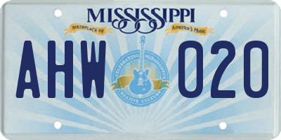 MS license plate AHW020