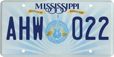MS license plate AHW022