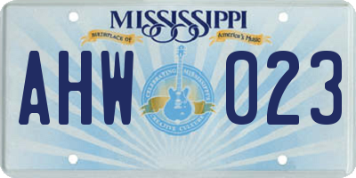 MS license plate AHW023