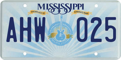 MS license plate AHW025