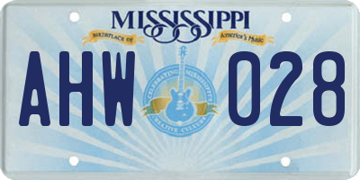 MS license plate AHW028