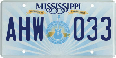 MS license plate AHW033