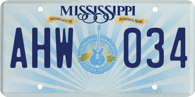 MS license plate AHW034